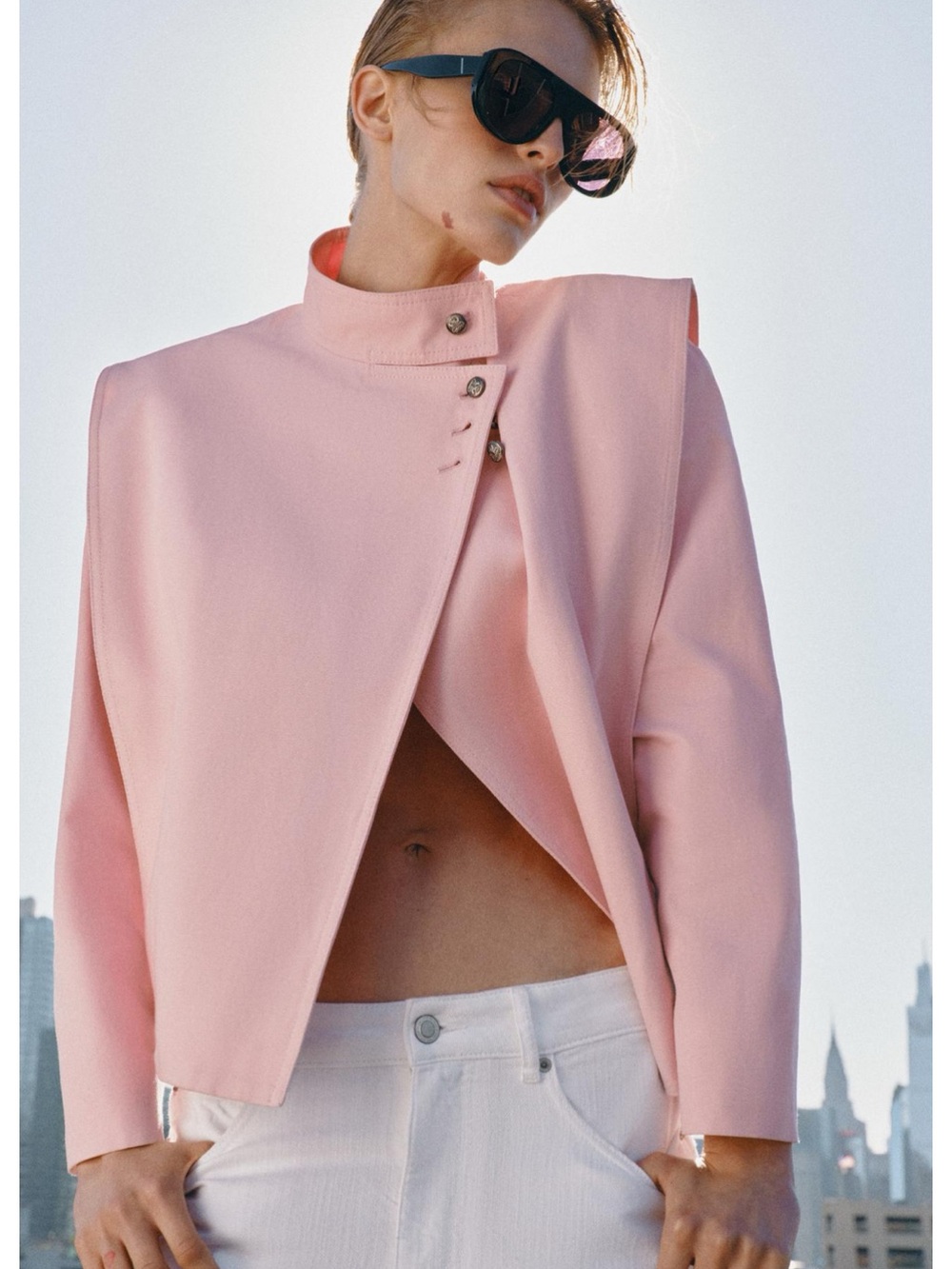 Zara ZW collection buttoned wrap jacket